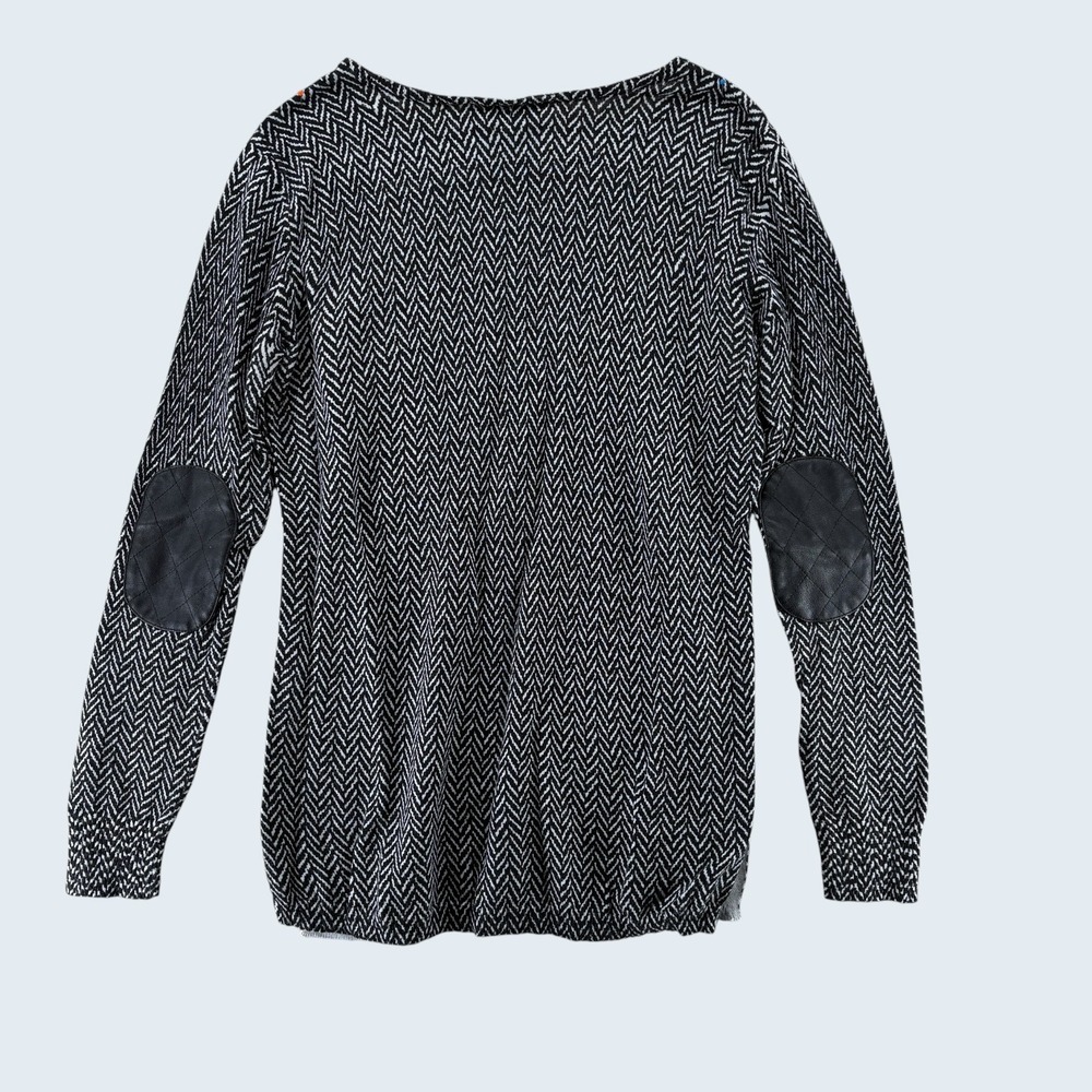 White‎ House Black Market Women's Sweater Size S Herringbone Elbow Patch - Picture 5 of 10
